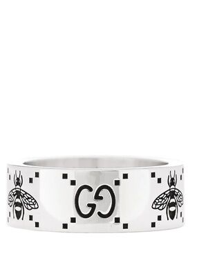 Gucci Sterling Silver GG Bee Band Ring
